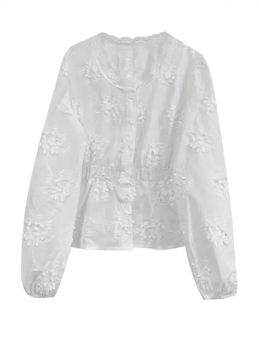 

Spring/Summer 2025 Sexy Women's U-Neck Loose Long Sleeve Shirt Top Trendy Casual Fashion