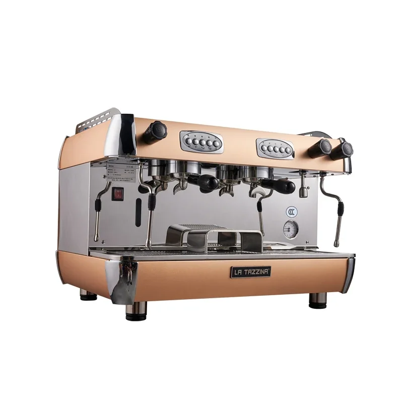 Professional Coffee MachineLA TAZZINA Double Groups Coffee Machine 11L Food Grade Stainless Steel Boiler For Restaurant/Cafe