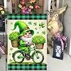 Happy St Patricks Day Garden Flag 12x18Inch Gnome Decor jjp