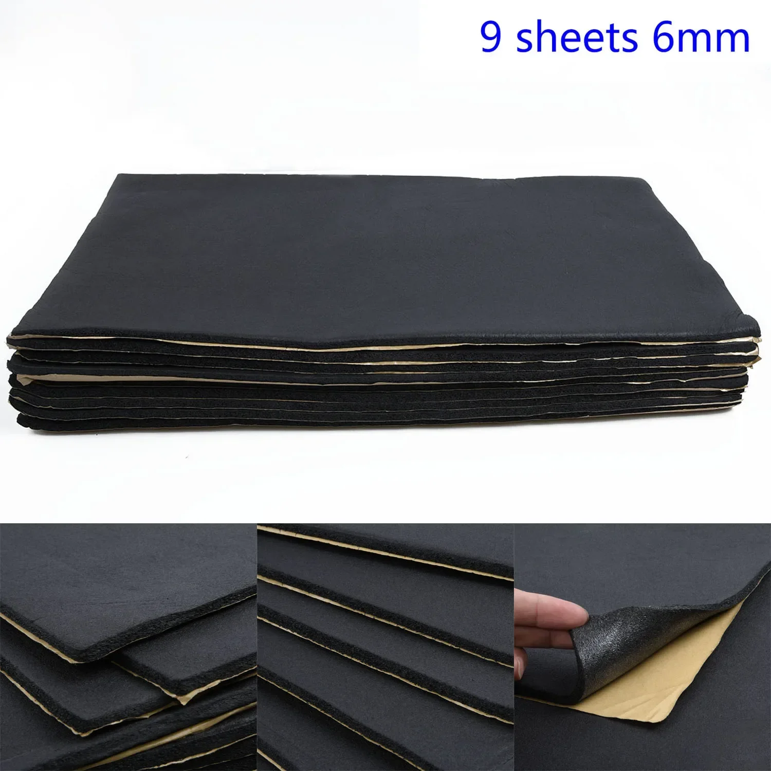 9PCS Car Auto Van Sound Proofing Deadening Insulation Foam Thermal Insulation Dissipating Heat 30cm*50cm*6mm NEW