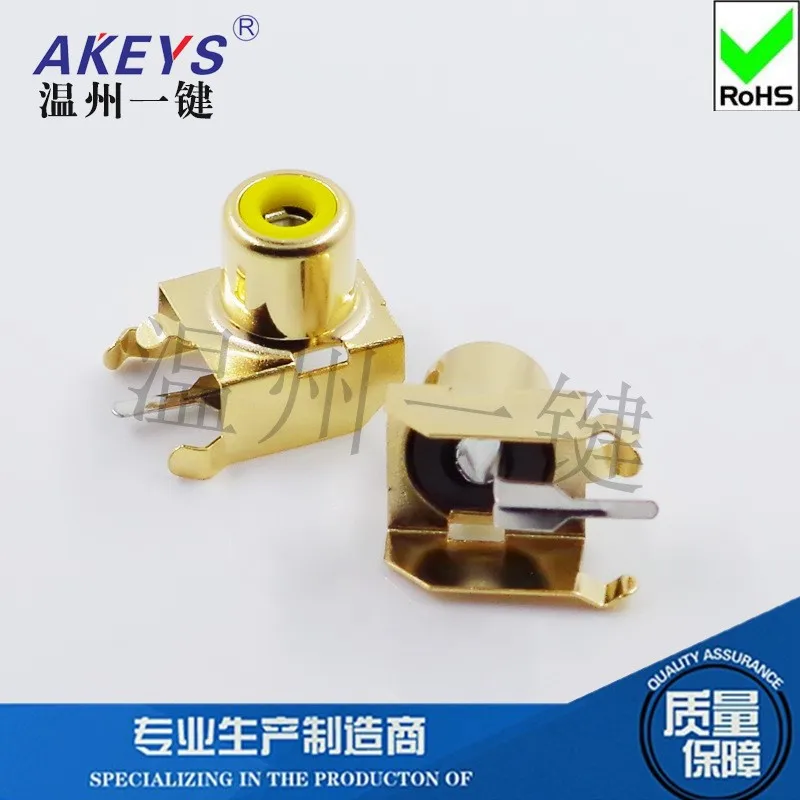10Pcs AV-8.4-3B Vergulde Rca Socket Met Core Socket 4-Pin Single-Gat Pcb Lassen Type Audio video Socket Lotusbloemzetel