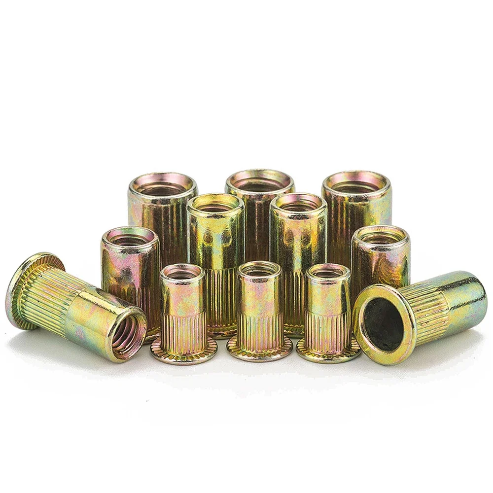 10-50Pcs M3 M4 M5 M6 M8 M10 M12 Zinc Plated Carbon Steel Rivnut Flat Head Threaded Rivet Insert Nutsert Cap Rivet Nut