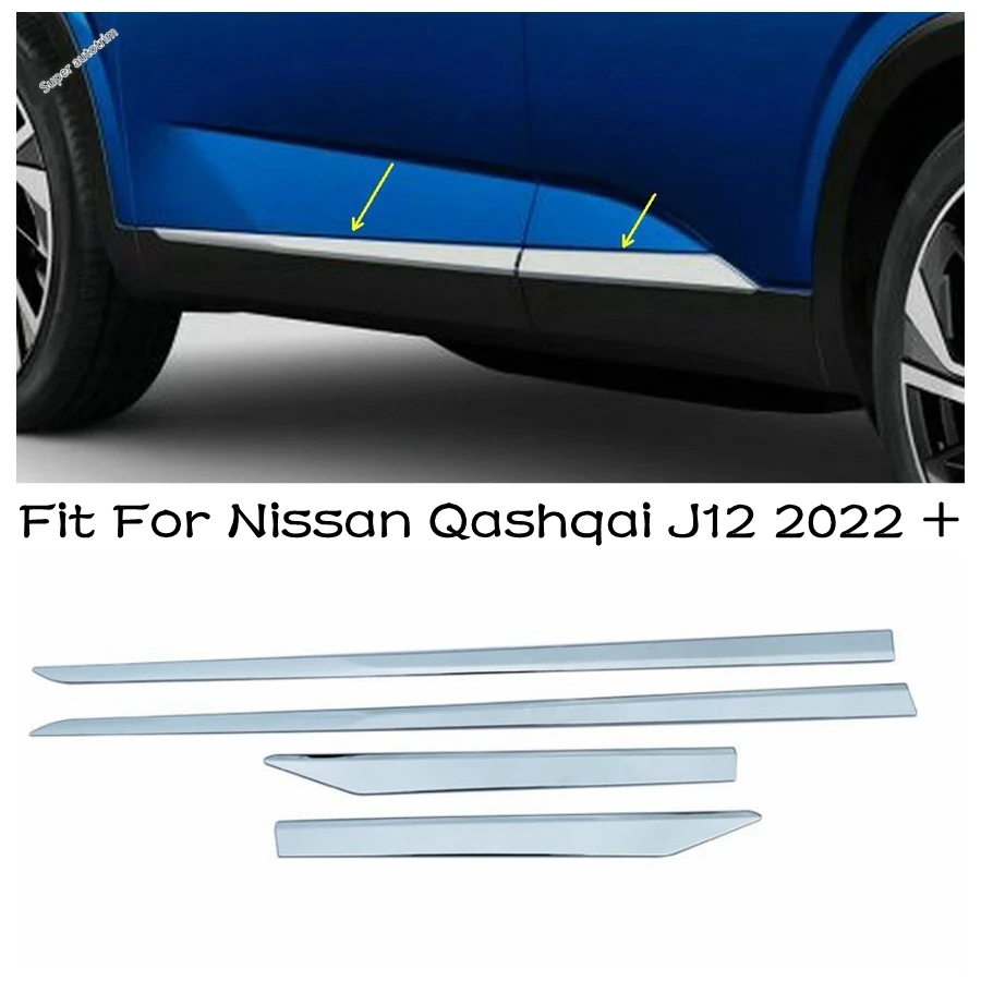 

Car Side Door Body Panel Strip Molding Decoration Cover Trim For Nissan Qashqai J12 2022 - 2024 ABS Chrome Accessories Exterior