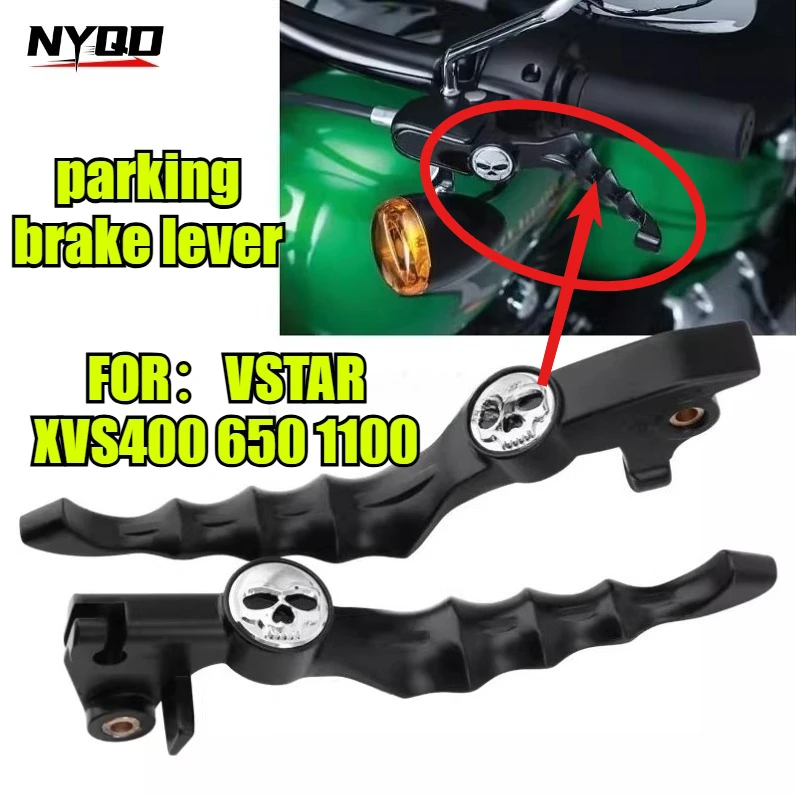Manete de Freio e Embreagem em Cromo Preto com Design de Caveira para Motocicletas 1 Par para V-Star Drag Star XVS 400/650 XVS 1100 (1996-2016) e (1999-2009)