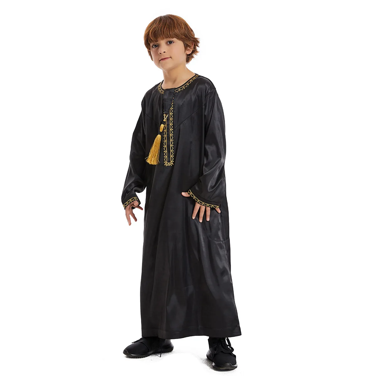 Eid Muslim Children Abaya Ramadan Jubba Prayer Thobe Boy Kids Abayas Islam Long Robe Gown Kaftan Dubai Arab Tassel Dishdasha