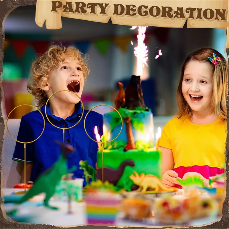 A74E-3 PCS ทองโลหะรอบ Hoop พร้อมขาตั้งแหวนสีทอง Centerpieces โพสต์เป้าหมายขนาดใหญ่สําหรับงานปาร์ตี้