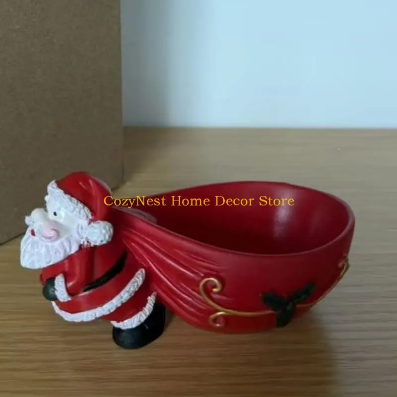 92MF Sculpted Santa Candy Bowl, Christmas Centerpieces, Funny Serving Tray Dish for Sweet, Snacks, and Festives Holiday