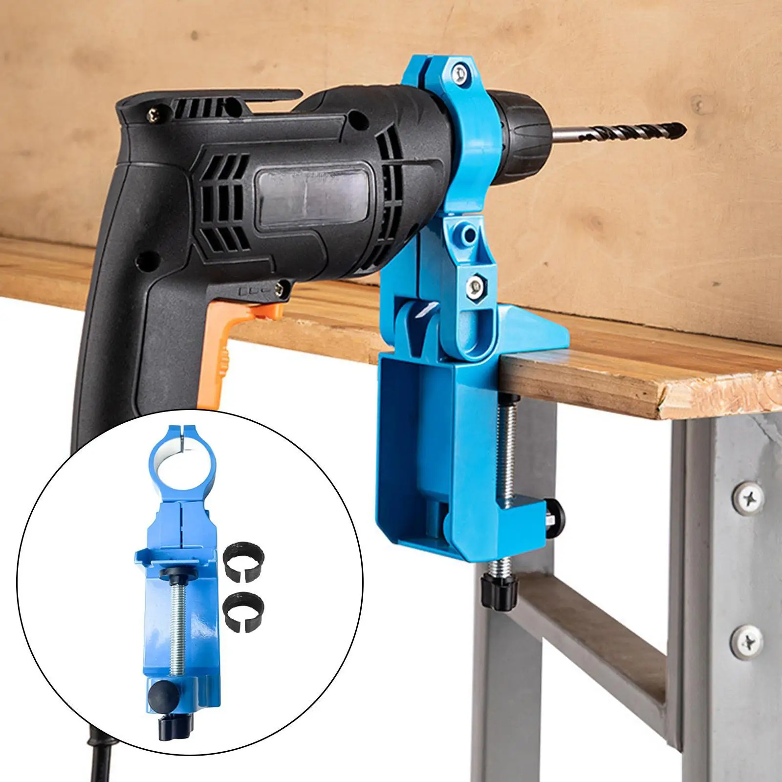 Electric Drill Stand Easy Installation with 2 Washers Rotatable Hand Drill Fixing Bracket Electric Grinder Stand for Workbench
