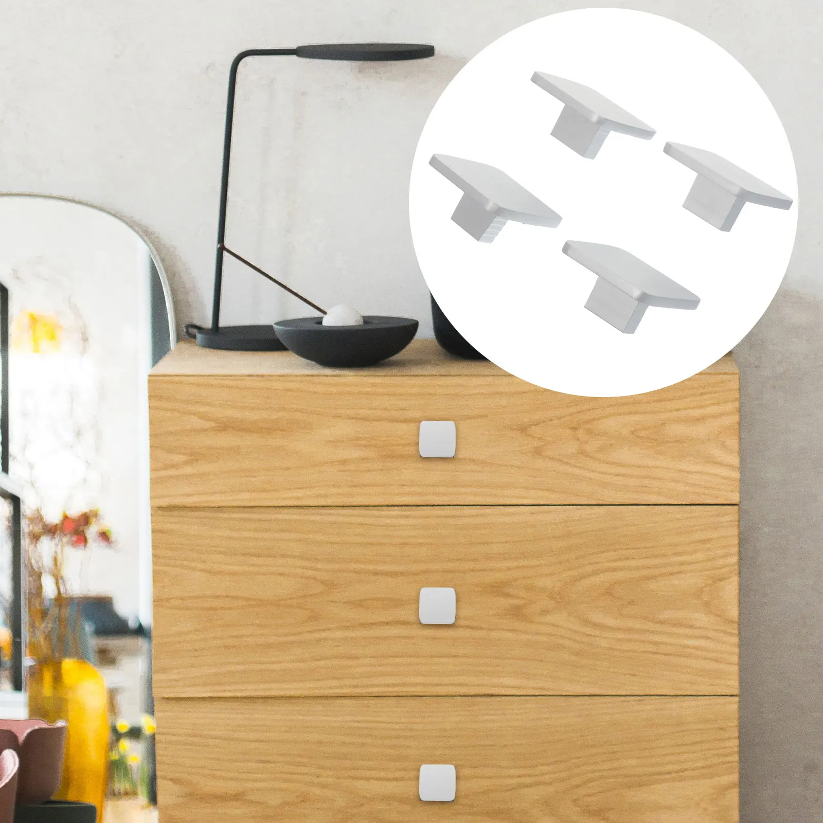 

4 Pcs Cabinet Handle Door Pulls Square Drawer Handles Knobs Aluminum European Style Dresser