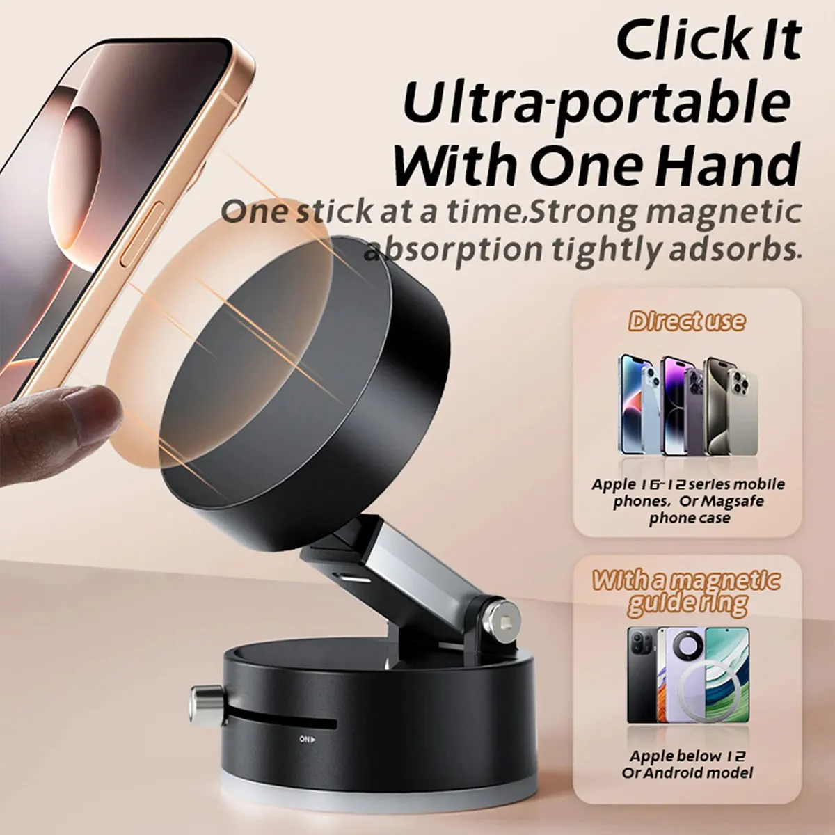 

Double Sided Suction Cup Magnetic Phone Holder Lazy Multi-functional Foldable Storage Holder Vacuum Suction Phone Holder