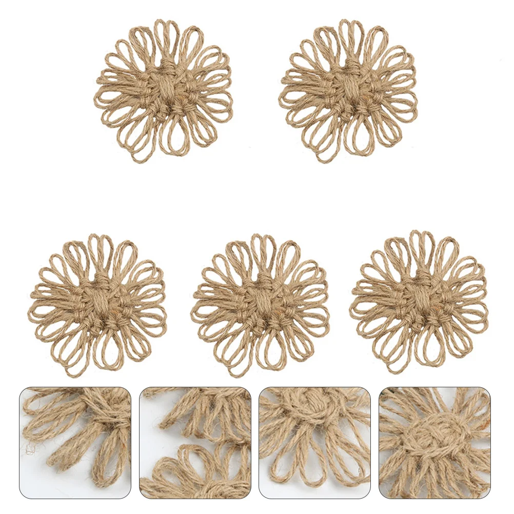 

5pcs Linen Flowers Decor 6.5X6.5Cm Handmade Flower Decoration For Wedding Party Diy Craft Xmas Artificial Flower Ornament