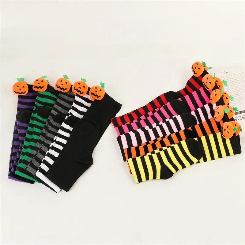 Women Halloween Stockings Classic Striped Leg Warmers Over The Knee Long Socks Cosplay Party Costume Accessories