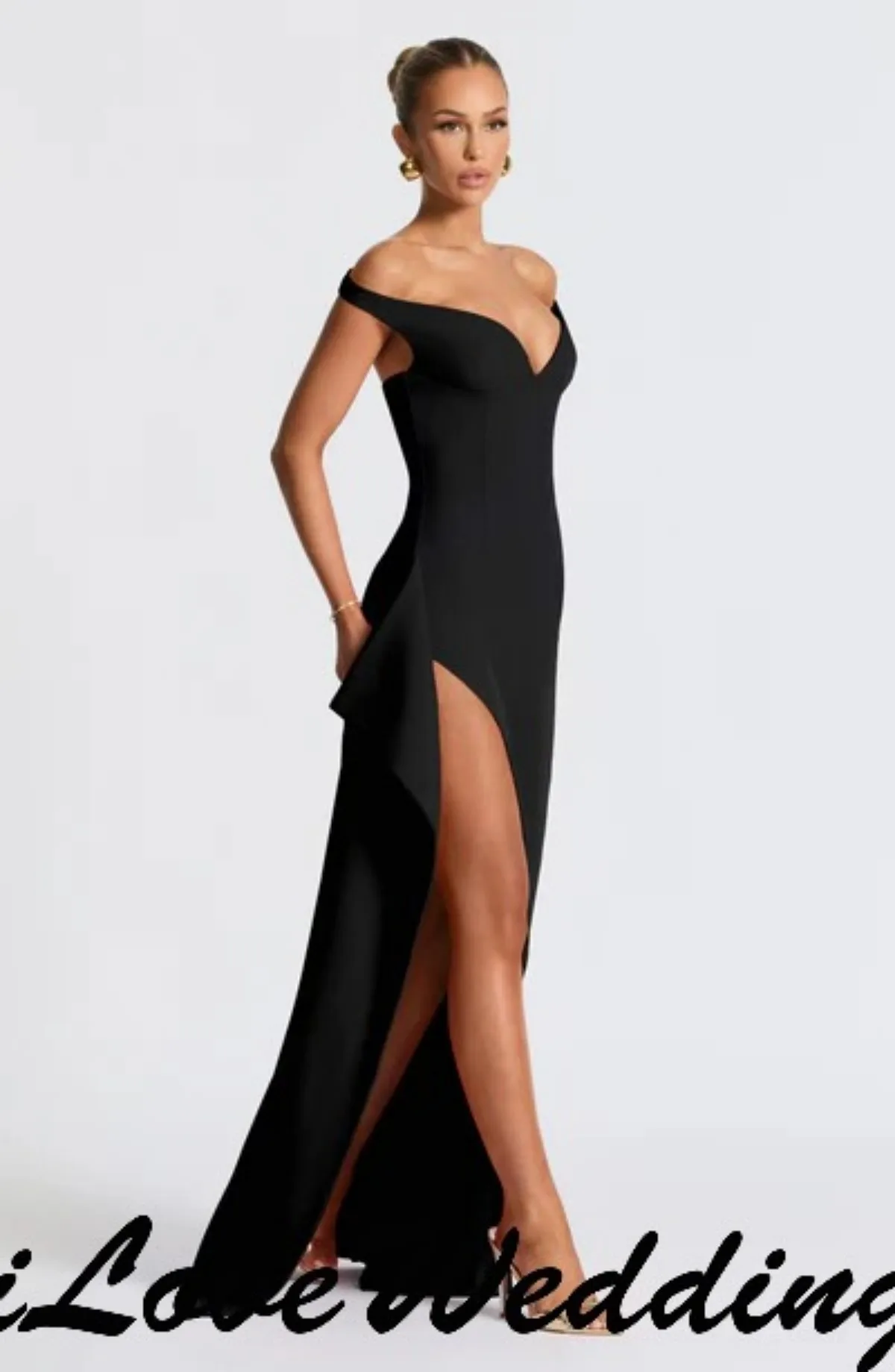 

Prom Dresses 2025 Black Wedding Party Dress For Woman Off The Shoulder Satin A-Line Elegant Open Back Evening Dress Customized