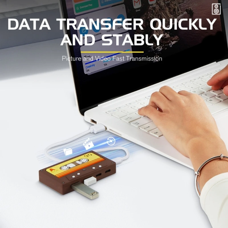 4 Порт USB C Hubs Splitter Fast Speed ​​5 Гбит / с передачи данных ретро -ленточные адаптеры для аксессуаров для ноутбука лучшая