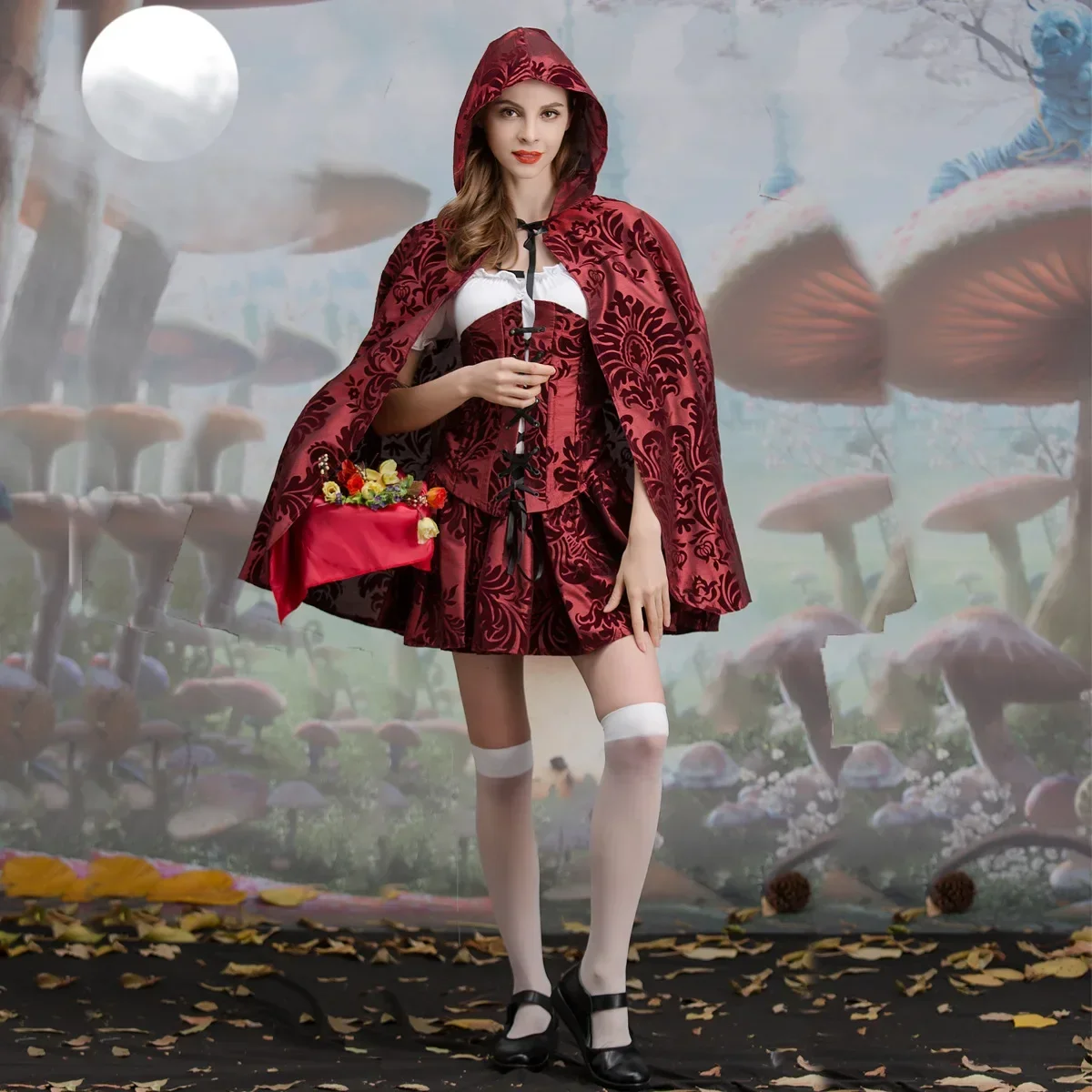 Women Cosplay Little Red Riding Hood Sexy Dress Adults Carnaval Purim Costume