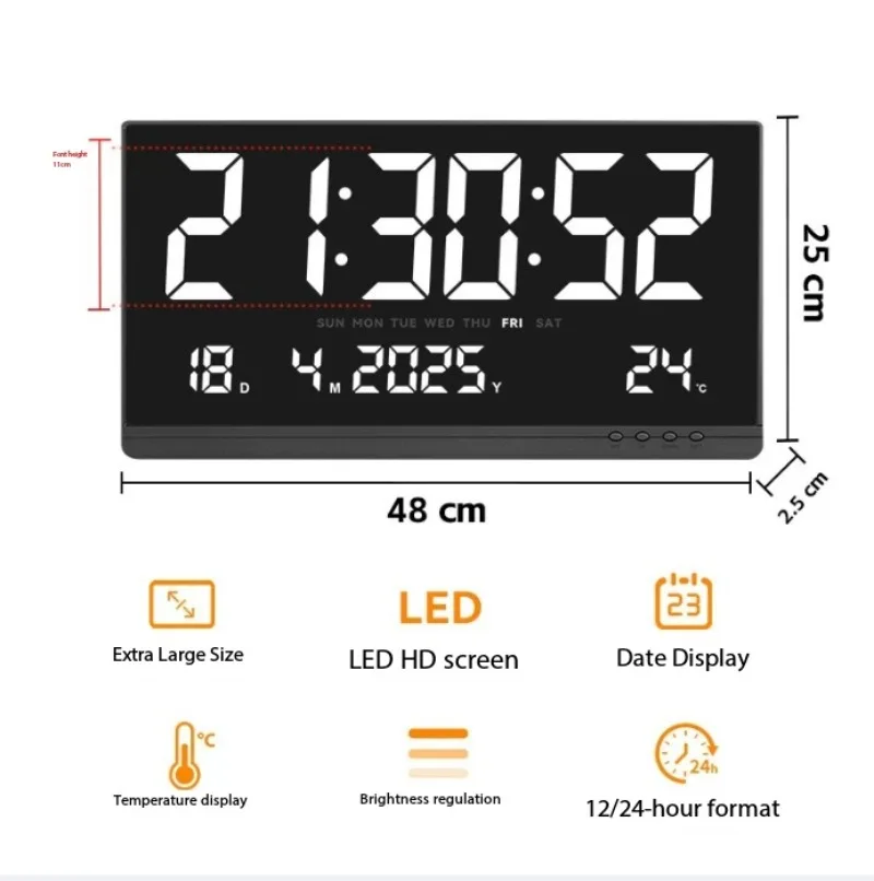 21Inch HD Large LED Digital Wall Clock Simple Electronic Timing Display Device High Visibility Time Clock For Household Office view 2