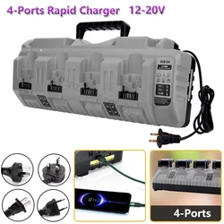 Portable Rapid Charger Replacement for Dewalt 12-20V Max Lithium Battery DCB104 DCB120 DCB127 DCB200 With 4-Ports 3A Current