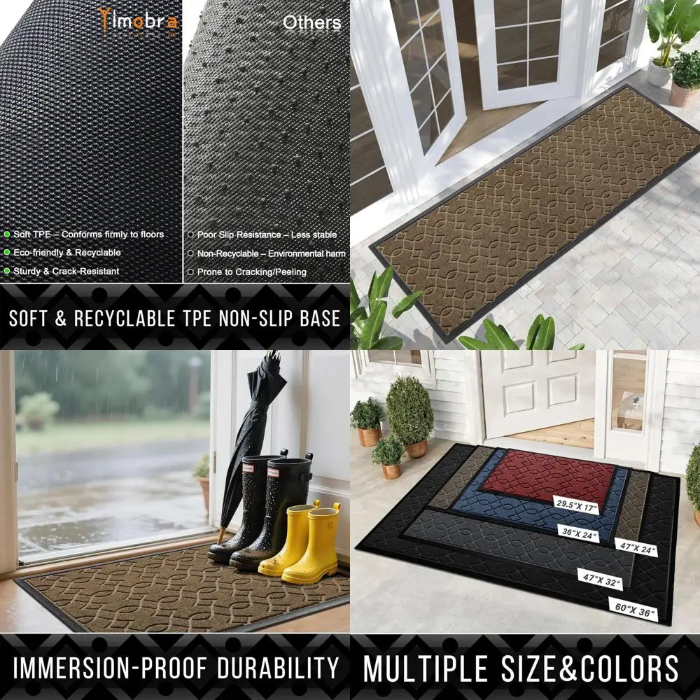 

All-Season Waterproof Outdoor Runner Mat, 72x24, Heavy-Duty Non-Slip Entrance Rug, Easy to Clean, Brown