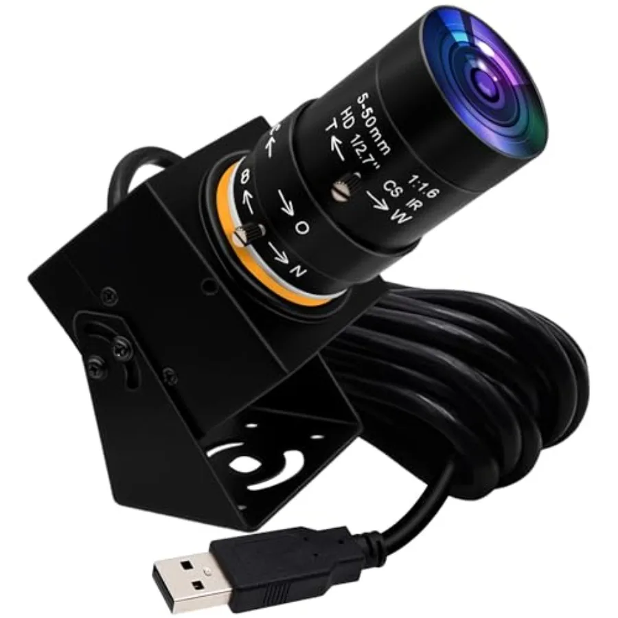 

4K USB Webcam with Microphone 5-50mm Varifocal Lens Manual Zoom 8MP IMX317 Sensor 3840x2160@30fps UVC for Windows Linux Mac Ras