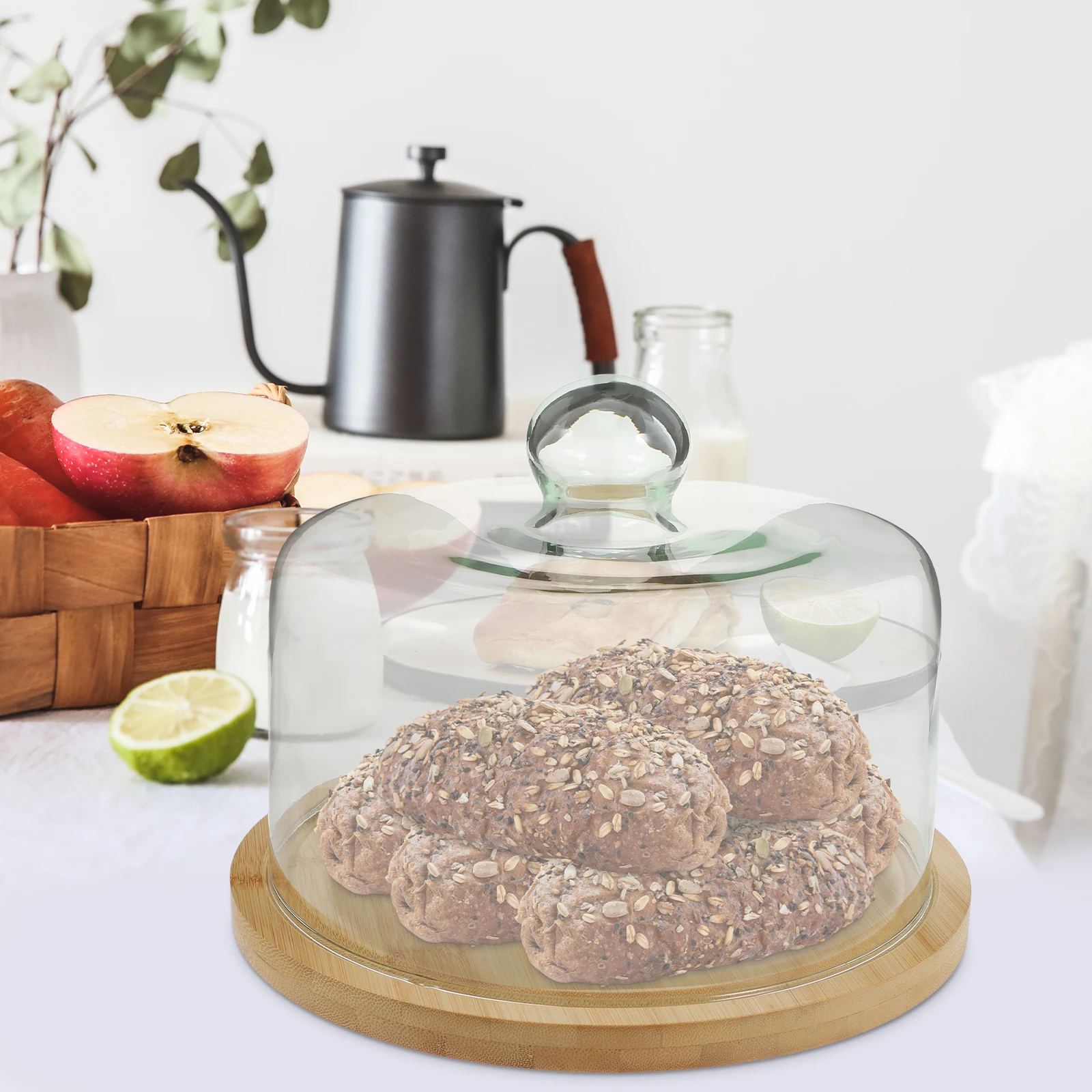 

1 set Glass Dome Cake Cover Food Protector Dessert Display Lid Fresh Keeper Buffet Wedding Storage Container