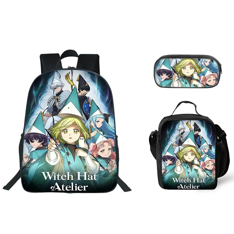 Witch Hat Atelier 3Pcs Set Backpack for Kids Boys Girls Students School Bag with Lunch Bag Pencil Case Lightweight Practical