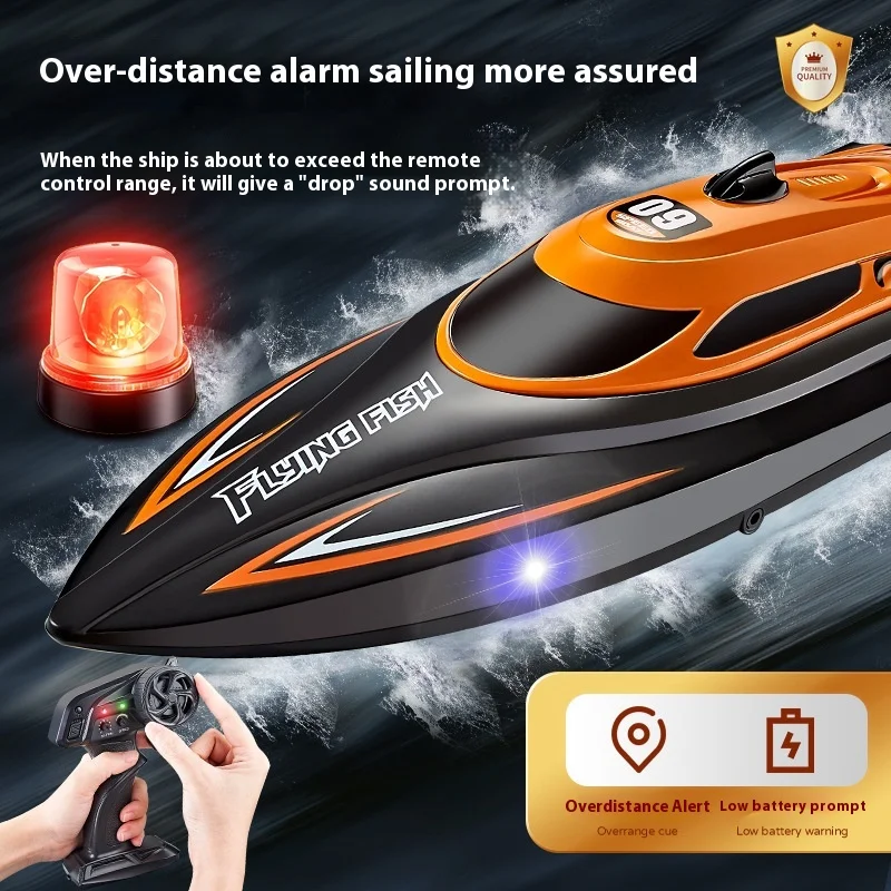 2.4g 4ch Rc Speedboat Waterproof High Electric Race 25 Km/h Speedboat With Led Lights Outdoor Lake Pool Children's Boys Toy