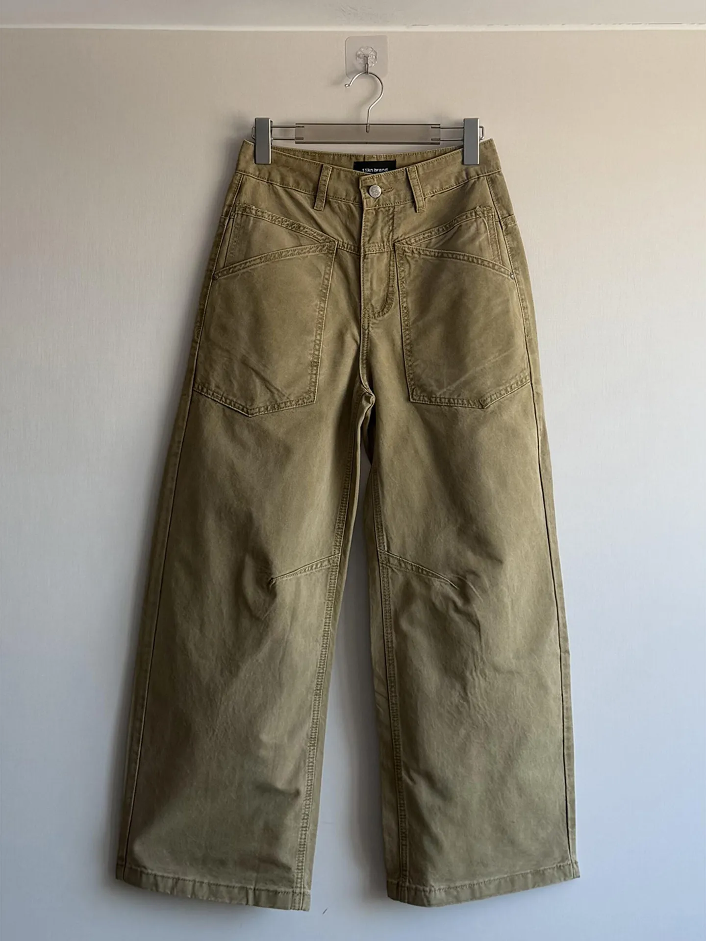 

Джинсы цвета хаки унисекс, осенне-зимние, свободные, прямые, широкие брюки, повседневные, с высокой талией, не требуют глажки