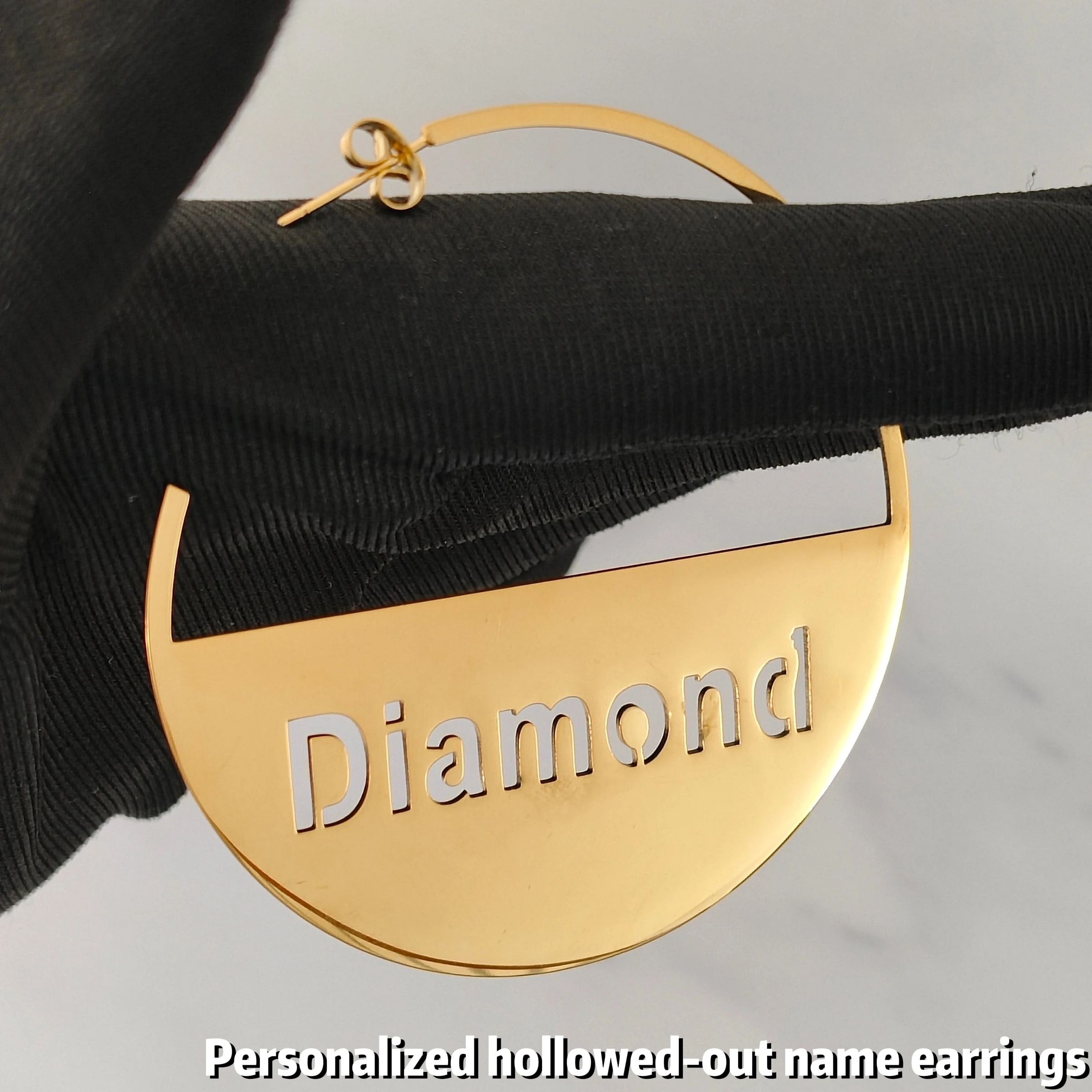 

DHQH New Wholesale 60MM Custom Name/Logo Earrings Customize/Personalized Letter/Name Women Earrings Mother's Day Gift For Her