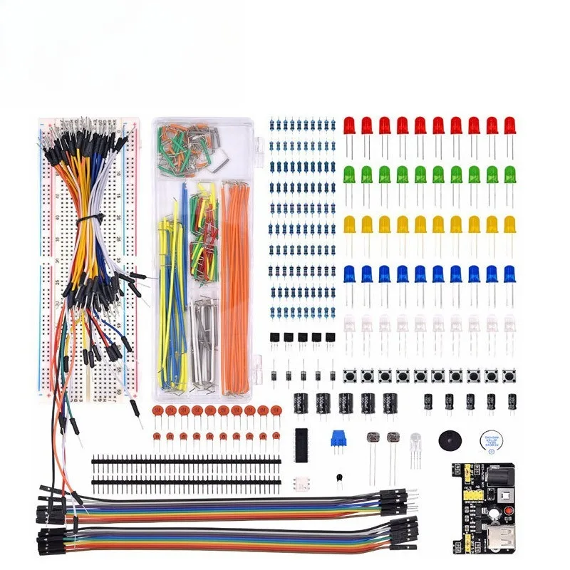 

Arduino Starter Kit with 830 Holes Breadboard, Resistors, Capacitors, LEDs - Compatible R3 for DIY Electronics Projects