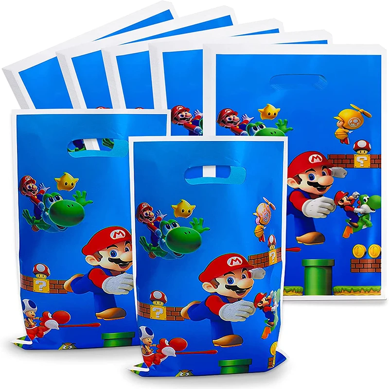 10pcs 16.5*25cm Supper Brother Gift Bag Loot Bag Kid Boy Birthday Party Supplies Mario Bros Decorations Kids Boys Party Favors