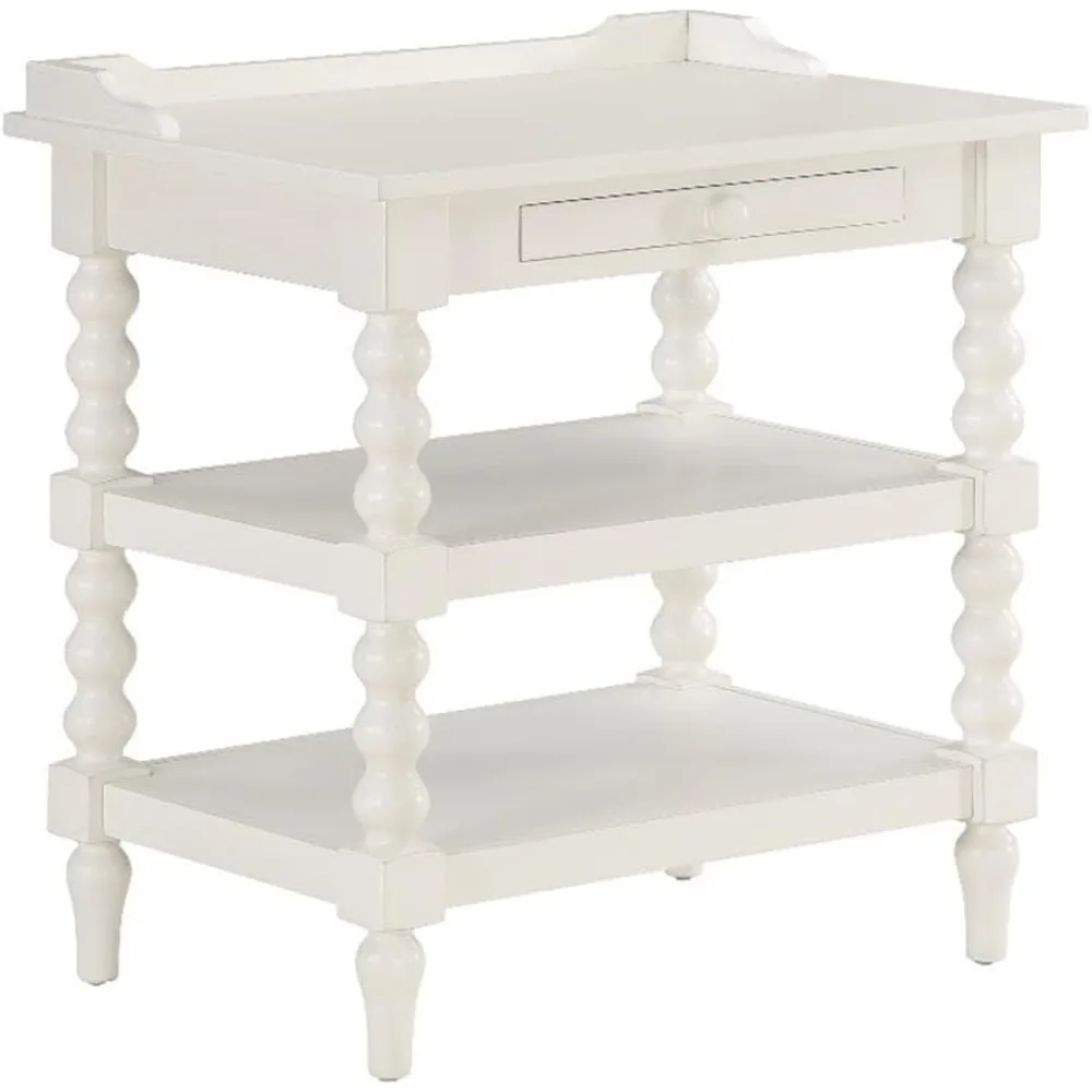 

Averly Antique White Wood Turned Leg Storage Nightstand