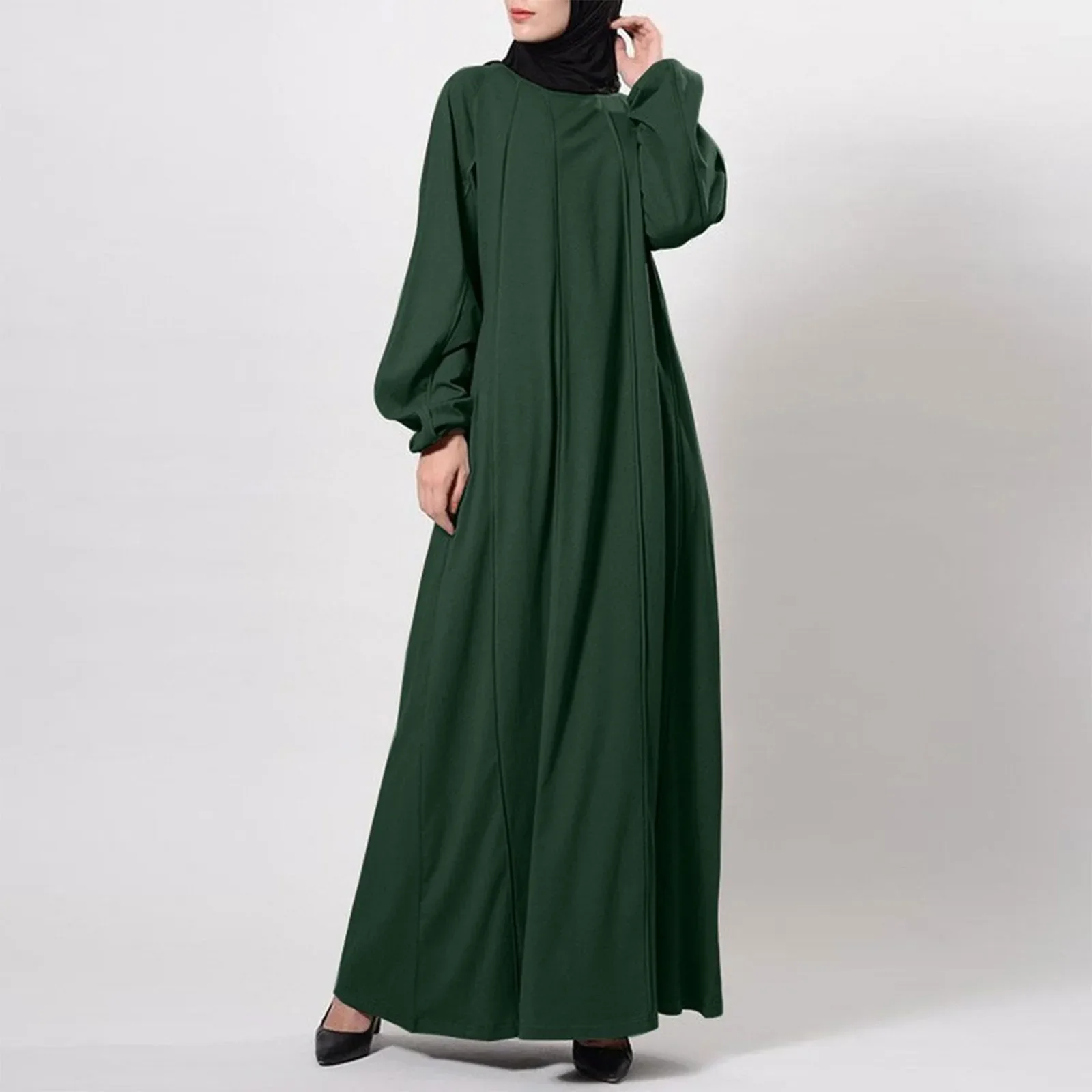 Robe longue plissée pour femmes musulmanes, tenue de ramadan, marocaine, dubaï, caftan, islam, arabe, éducative, couleur unie, modeste