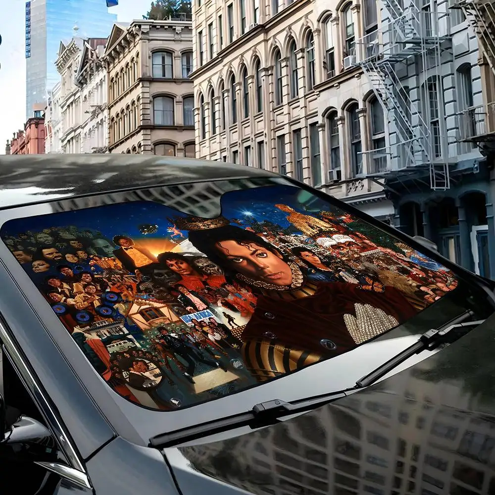 مايكل جاكسون المغني ظلة الزجاج الأمامي أضعاف الزجاج الأمامي للسيارة 70x130 سنتيمتر نافذة السيارة غطاء الزجاج الأمامي عاكس الحرارة
