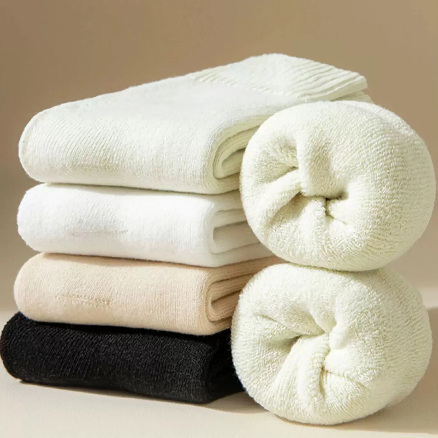 

5 пар напольных носков, длинные носки, однотонные женские, зимние толстые длинные носки, зимние теплые носки, носки средней высоты