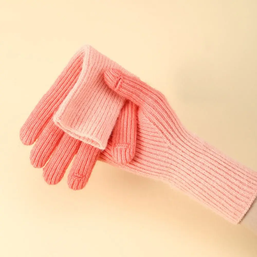 Alpaca Wool Winter Knitted Gloves Gradient Color Cold-Proof Thicken Warm Gloves Breathable Windproof Touch Screen Mitten Outdoor