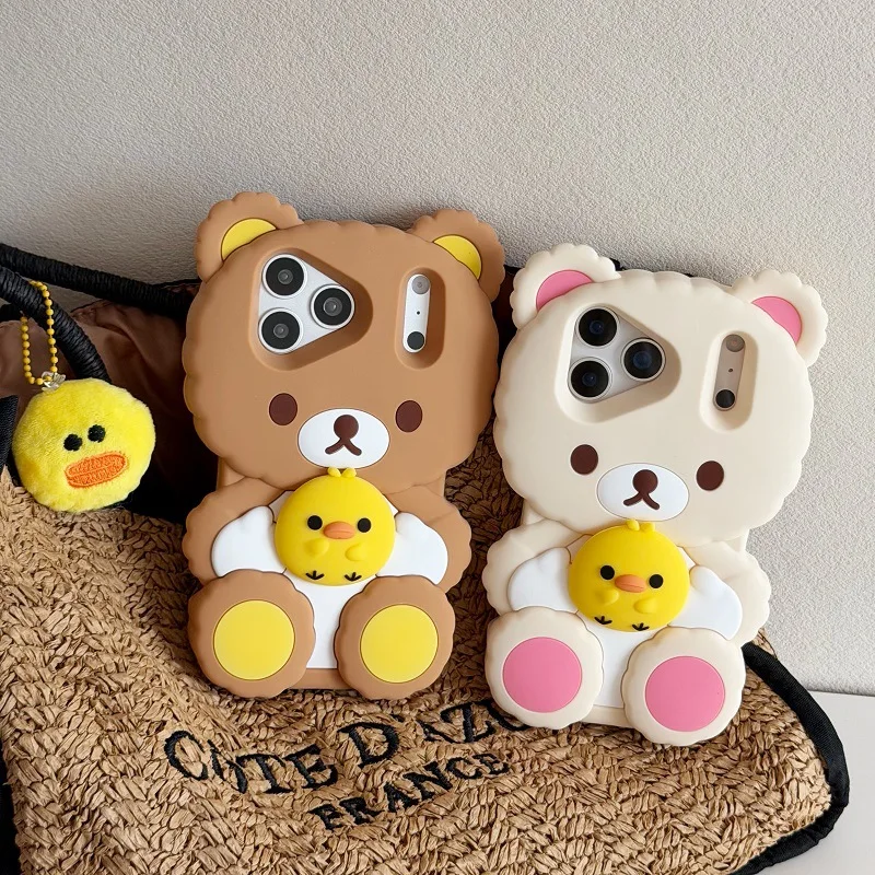 Anime Rilakkuma Girls Mobile Phone Case Protective Case Kawaii Korilakkuma for Iphone13 14 15 16 17 18 Promax Protective Case