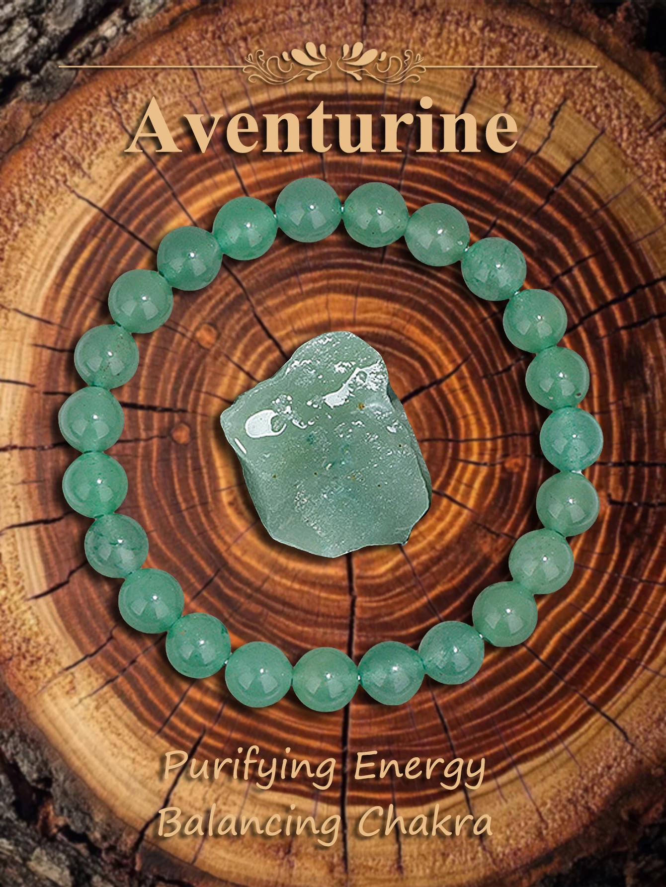 

Natural Stone Green Aventurine Beads Bracelet for Healing & Prosperity Emotional Balance Stress Relief Energy & Positive Energy