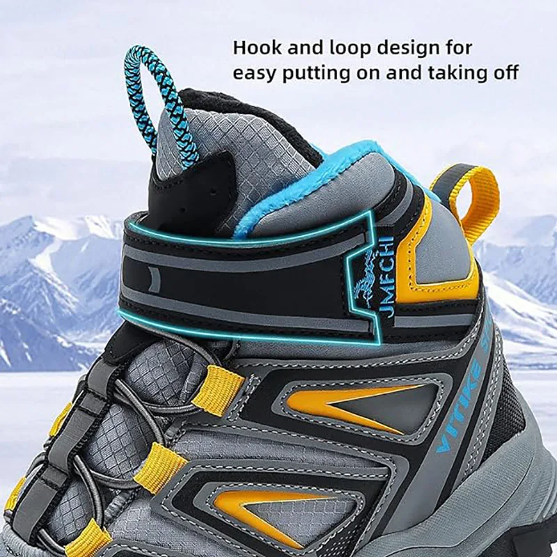 Kids Hiking Boots Boys Girls Outdoor Walking Climbing Sneaker Comfortable Snow Shoes Hiker Boot Antiskid Steel Buckle Sole