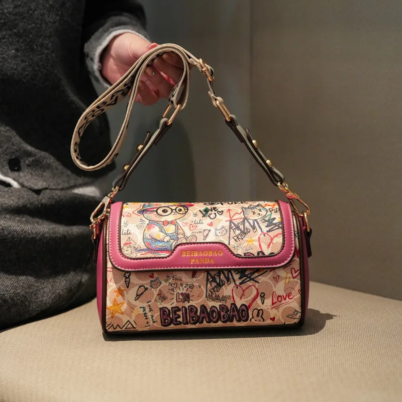 Original Design Cute Cartoon Women Bag Fashion Color Blocking Shoulder Crossbody Handbag Purse