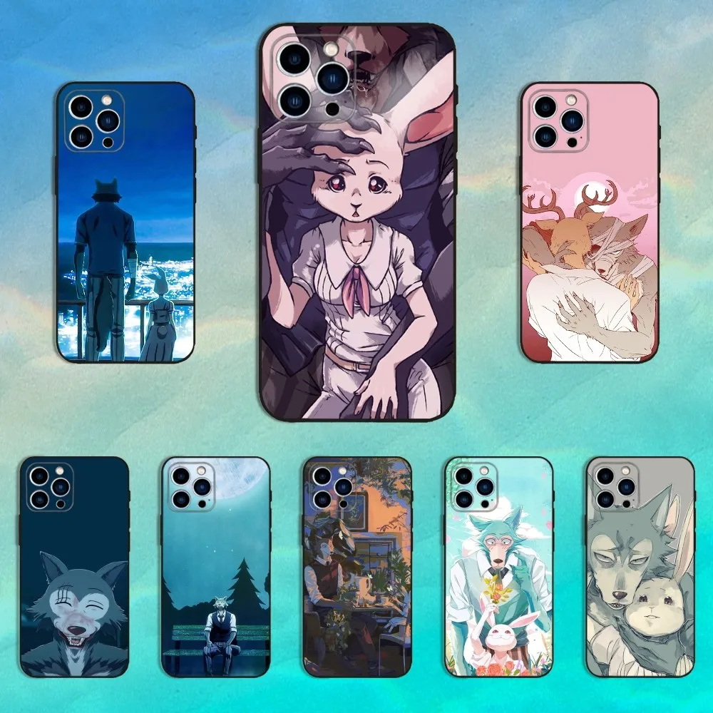 

Cute B-Beastars Anime Phone Case For iPhone 16,15,14,13,12,11 Plus,Pro Max,XS,X,XR,SE,Mini,8,7,Soft Silicone Black Cover