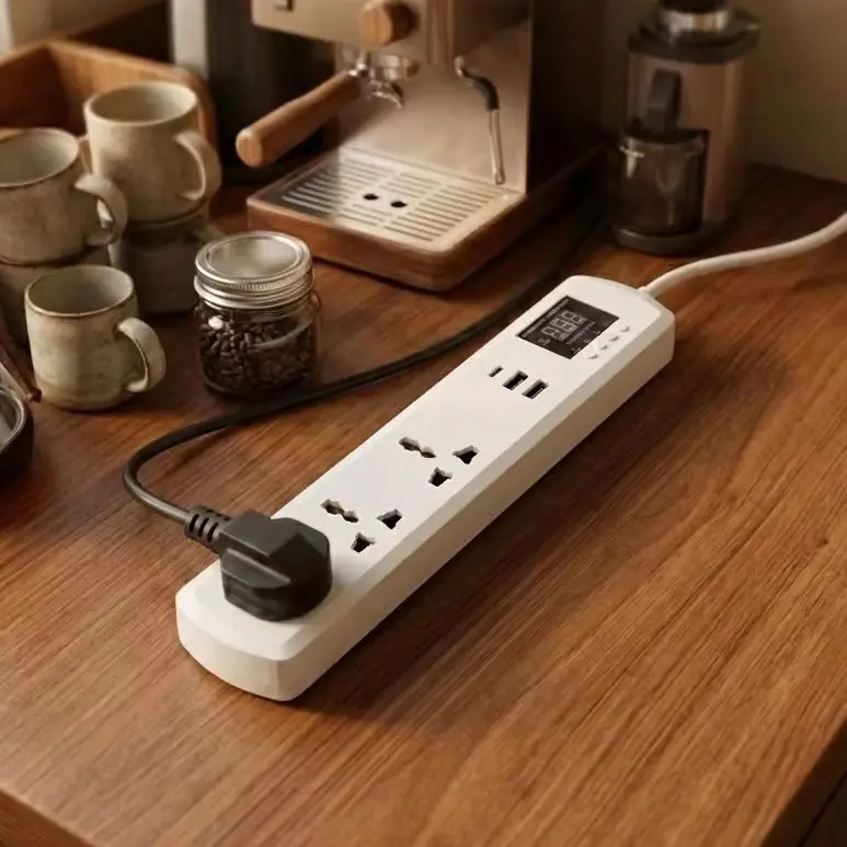 JIUJI JJSVA QC3 FC4 16A 220V Auto Over Under Voltage Current Protector Socket 3AC+2USB+1Type-C or 4AC Outlets