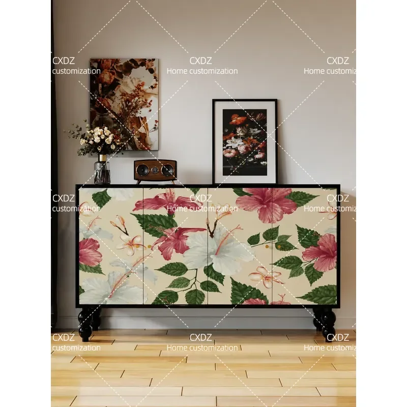 Solid Wood Porch Cabinet Dining Sideboard Shoe Storage Locker Decorative Cabinet for Hotel Restaurant Home Entryway Hallway