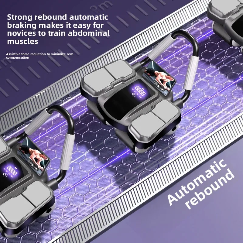 4-Wheel Intelligent Auto Rebound Belly Wheel Slim Abdominal Muscle Trainer Portable Home Core Shaping Fitness Equipment