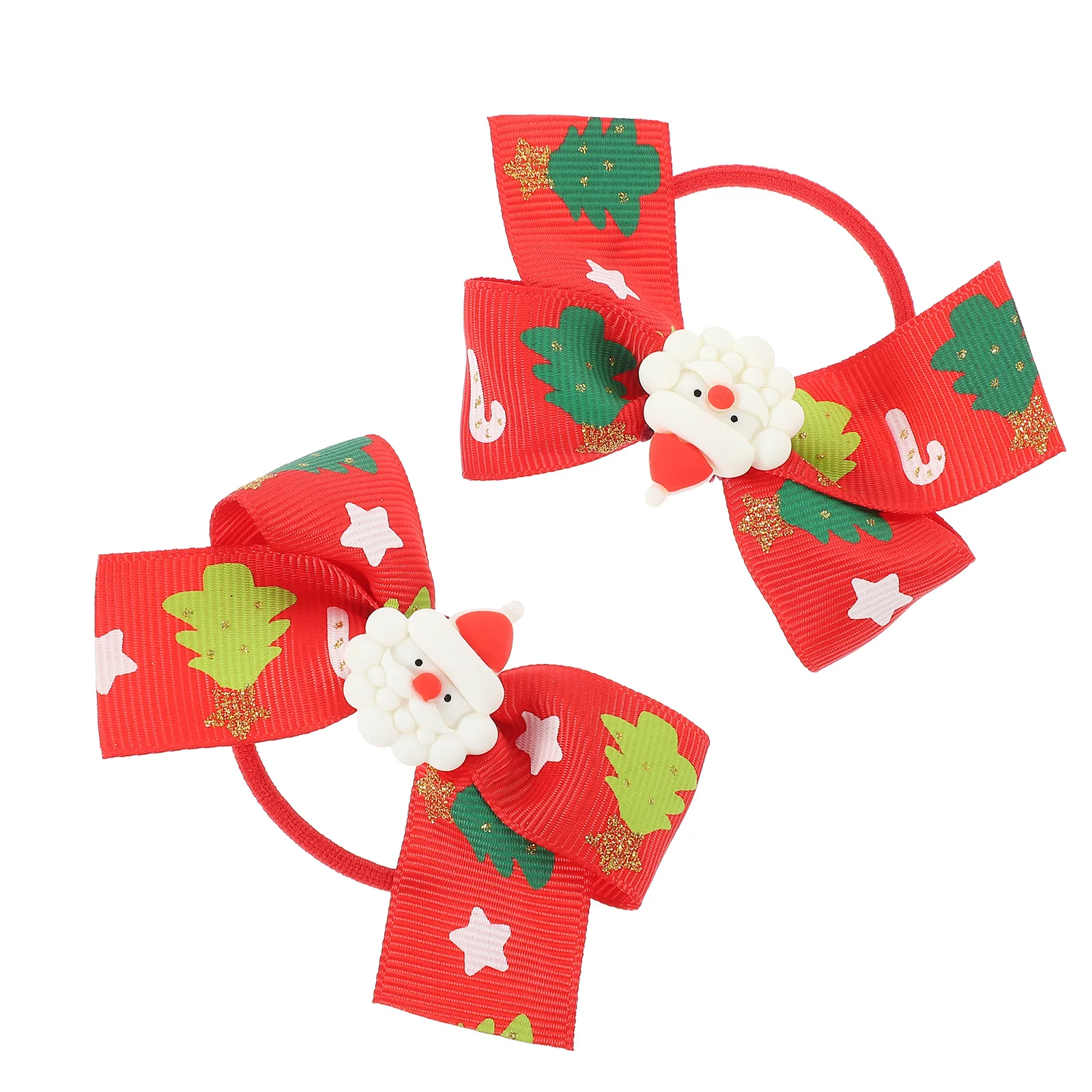 

2Pcs Christmas Bow Hair Girls Headdress Red Green Dots Elastic Ponytail Holders Kids Hair Accessories Scrunchies