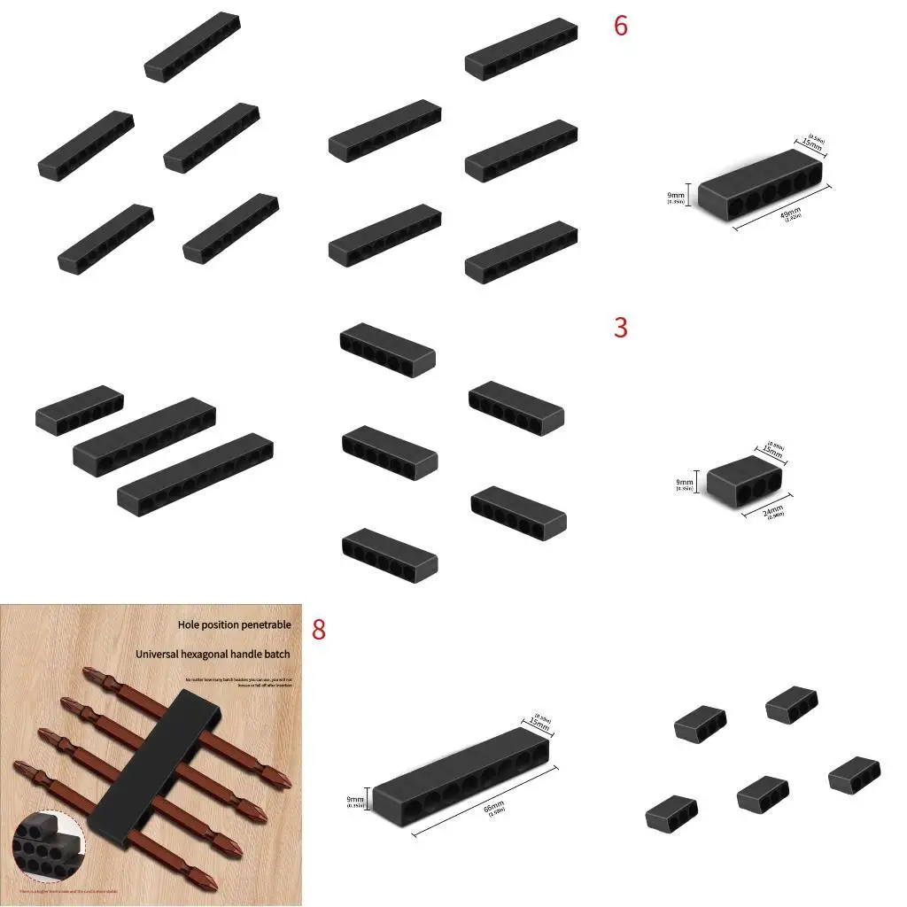 

652F 1/4 Driver Accessory Enclosure 6.35mm Bit Storage Card Hexagonal Shank Screwdriver Bit Soft Case For Easy Identification