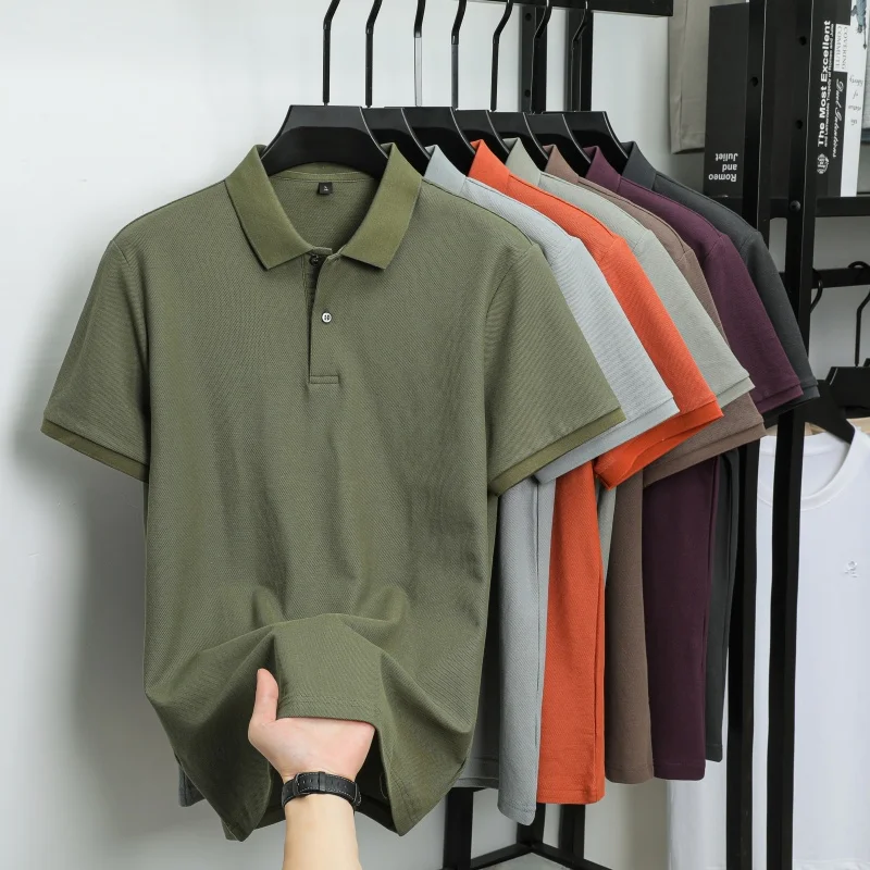 2025 Summer men's pure cotton high-quality breathable polo shirt high-end T-shirt polo fashionable casual slim fit top - Image 3