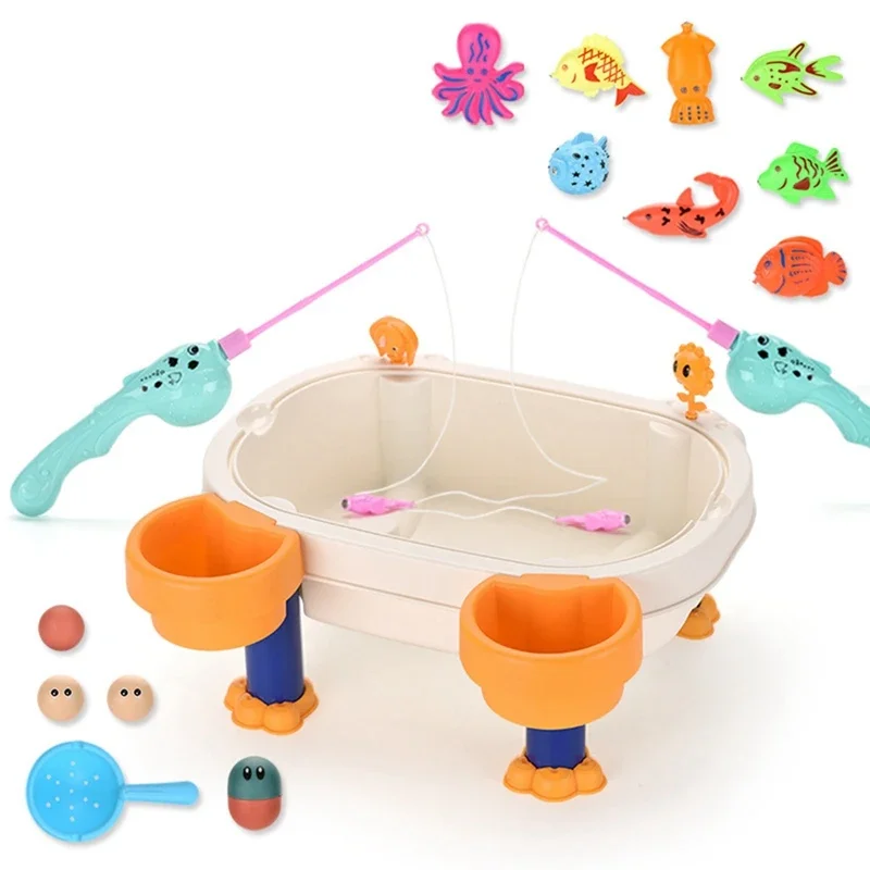 Children Baby Bath Toys Interactive Water Pool Table Toys Montessori Magnetic Fishing Toy Set Kids Educational Sport Games