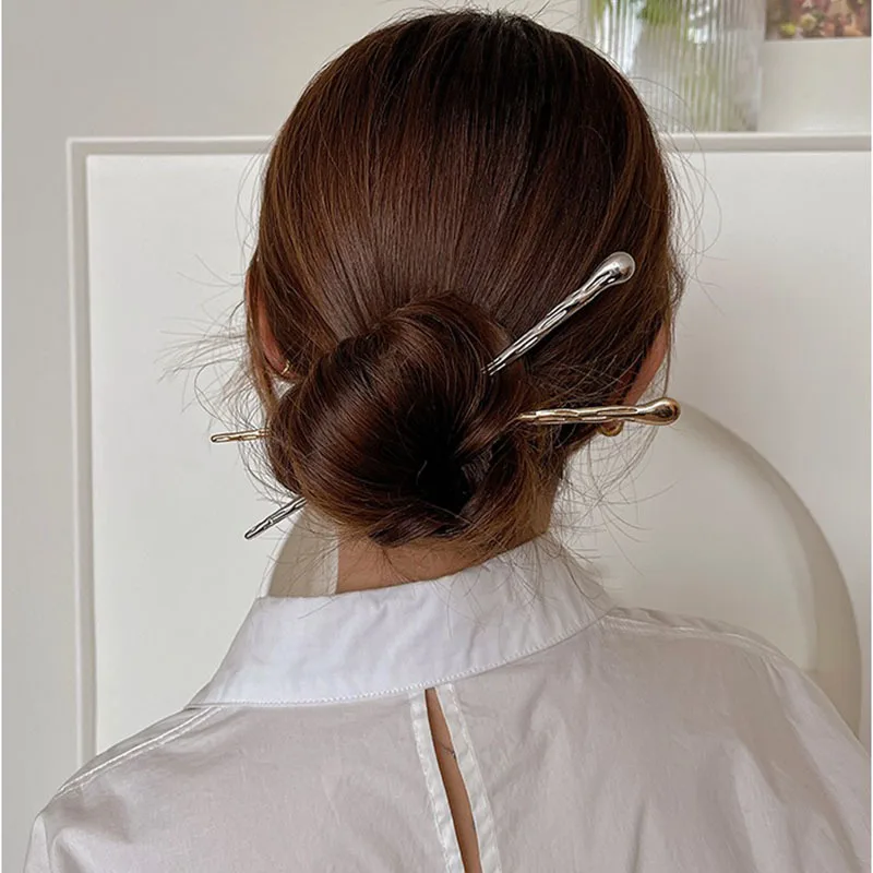 

Новинка 2026: Модные длинные металлические заколки-шпильки в стиле панк, золотистого и серебристого цвета, простые аксессуары для причесок своими руками для женщин