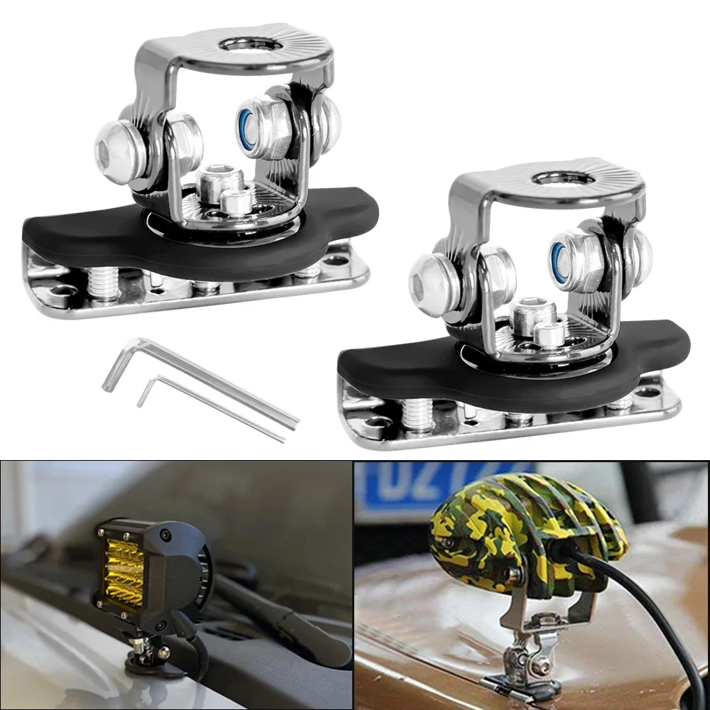 

Pop 1PAIR Car Engine Hood Led Light Mounting Bracket Auto Bonnet Cover Piller Lamp Holder Clamp Clip No Drilling SUV 4WD 4X4