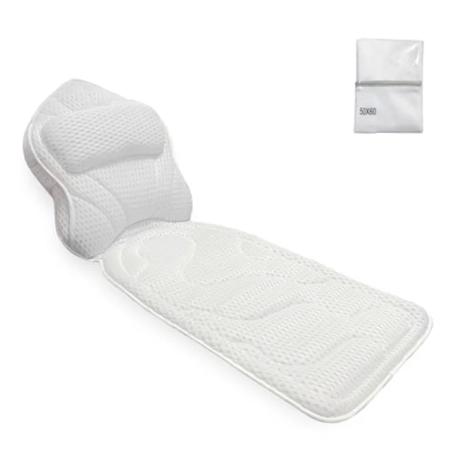 

Bath Pillows for Tub Full Body Large Mesh Tub Pillow for Bathtub with Head Neck and Back Support in White Includes Laundry Bag